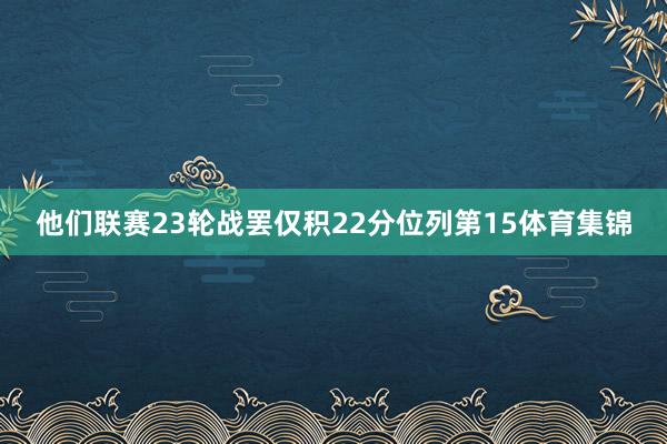 他们联赛23轮战罢仅积22分位列第15体育集锦