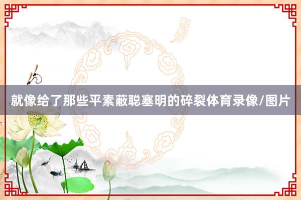 就像给了那些平素蔽聪塞明的碎裂体育录像/图片