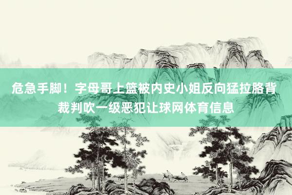 危急手脚！字母哥上篮被内史小姐反向猛拉胳背 裁判吹一级恶犯让球网体育信息
