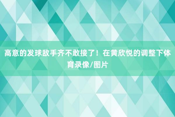 高意的发球敌手齐不敢接了！在黄欣悦的调整下体育录像/图片