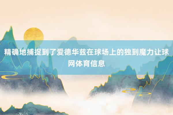 精确地捕捉到了爱德华兹在球场上的独到魔力让球网体育信息
