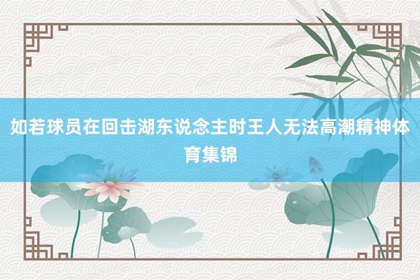 如若球员在回击湖东说念主时王人无法高潮精神体育集锦
