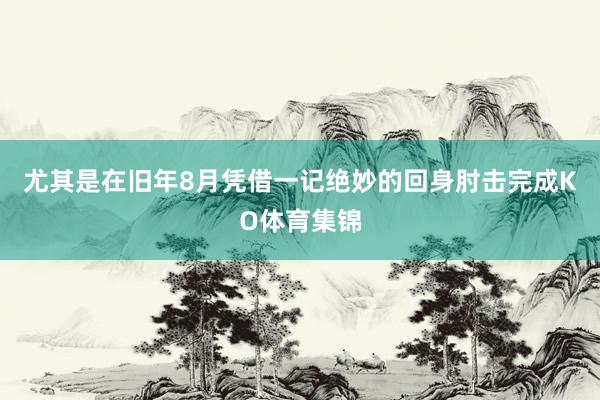 尤其是在旧年8月凭借一记绝妙的回身肘击完成KO体育集锦