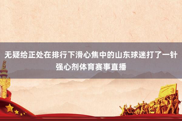 无疑给正处在排行下滑心焦中的山东球迷打了一针强心剂体育赛事直播